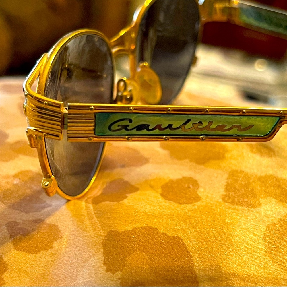 Jean Paul Gaultier RARE Vintage GOLD Steampunk Studded Pistol Sunglasses